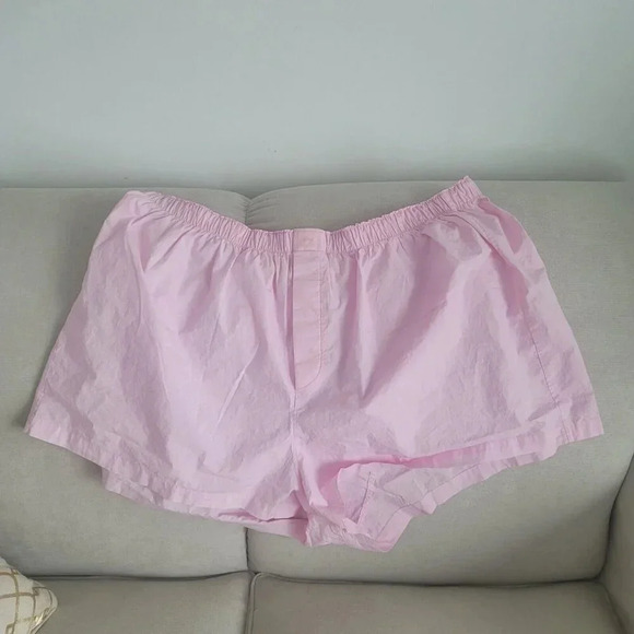 Skims NWT Poplin Unisex Pink Cotton Lightweight Sleep Pull On Boxer Shorts 4XL - Picture 1 of 7